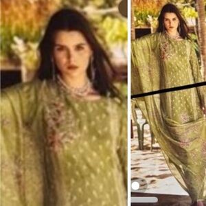 Traditions silk linen  Green Embroidered shalwar kameez dupatta! XXL